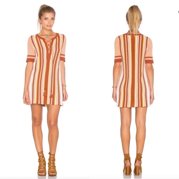 Free People x Revolve Lollipop Knit Sweater Dress in Sunset Combo Size XS - Picture 1 of 8